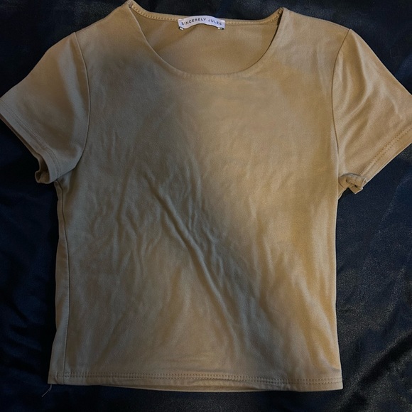 Sincerly Jules Tops - Sincerely Jules Light Brown Short Sleeve Tee